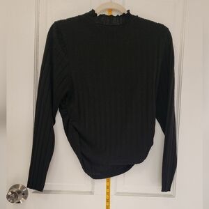 SHEIN Black Ribbed Long Sleeve Top